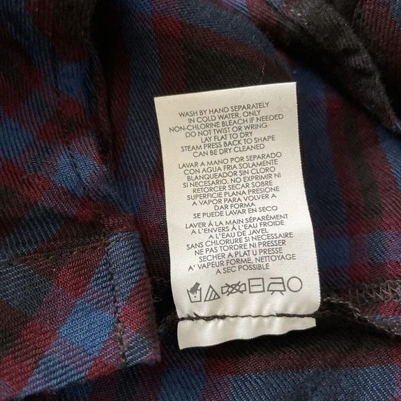 CAbi Flannel Peplum Top Plaid Check Button Down Shirt Ruffle Hem Medium - Picture 9 of 11